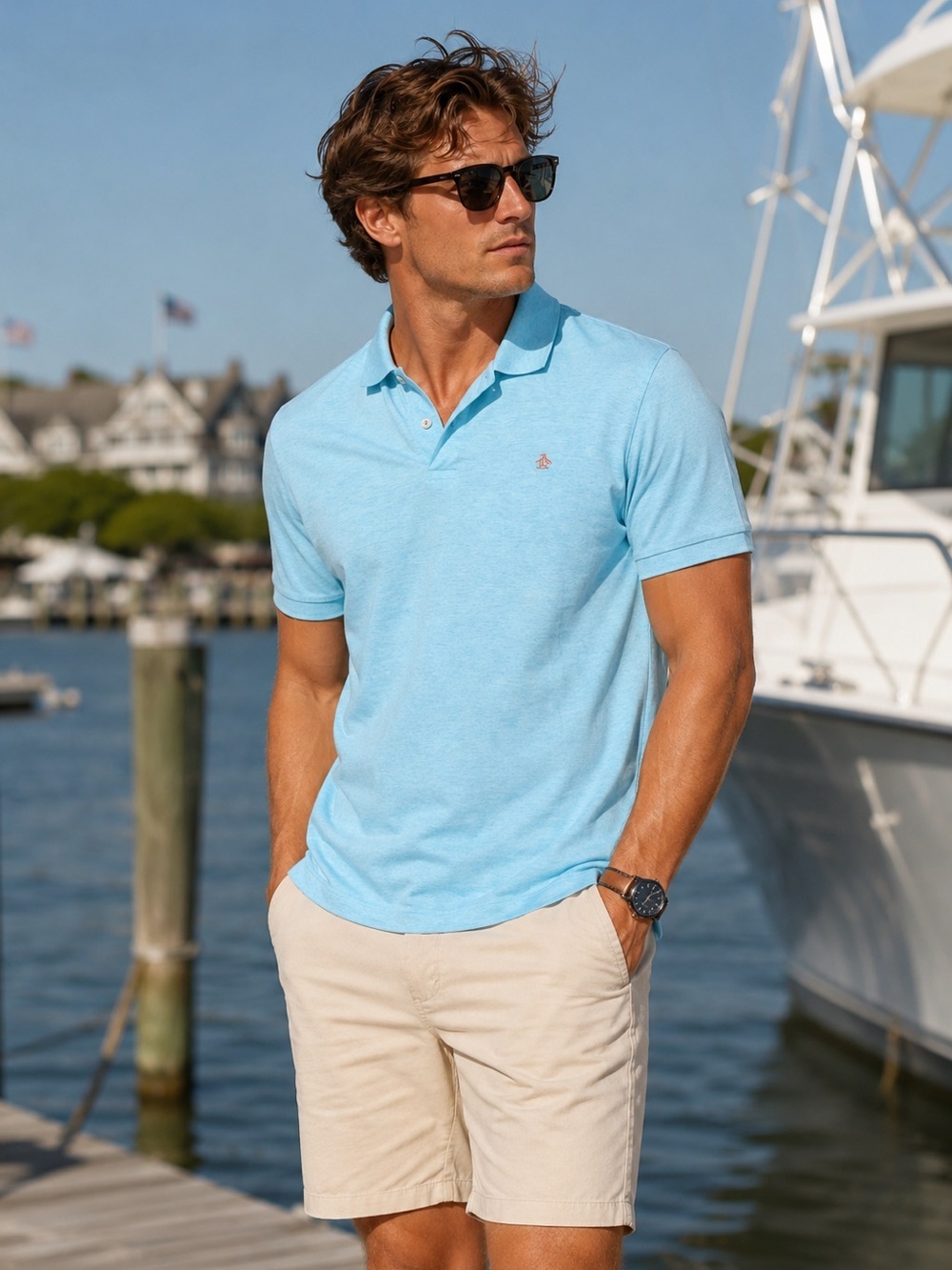 Penguin Men’s Light Blue Pull On Collared Polo Sleeve Shirt Size Extra Large